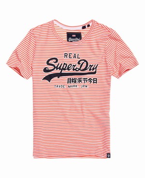 Superdry Vintage Logo Stripe Női Pólók Korall/Csíkok | JRQVS5760